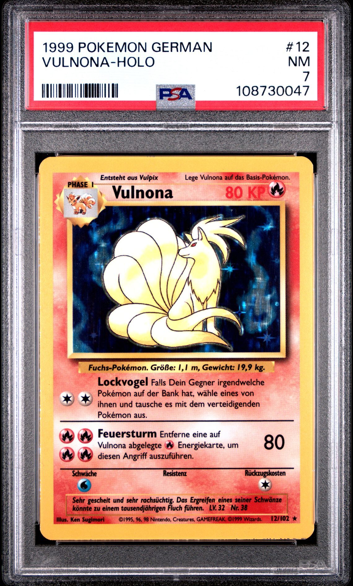 1999 POKEMON GERMAN 12 VULNONA-HOLO - PSA 7 NM - Pokémon