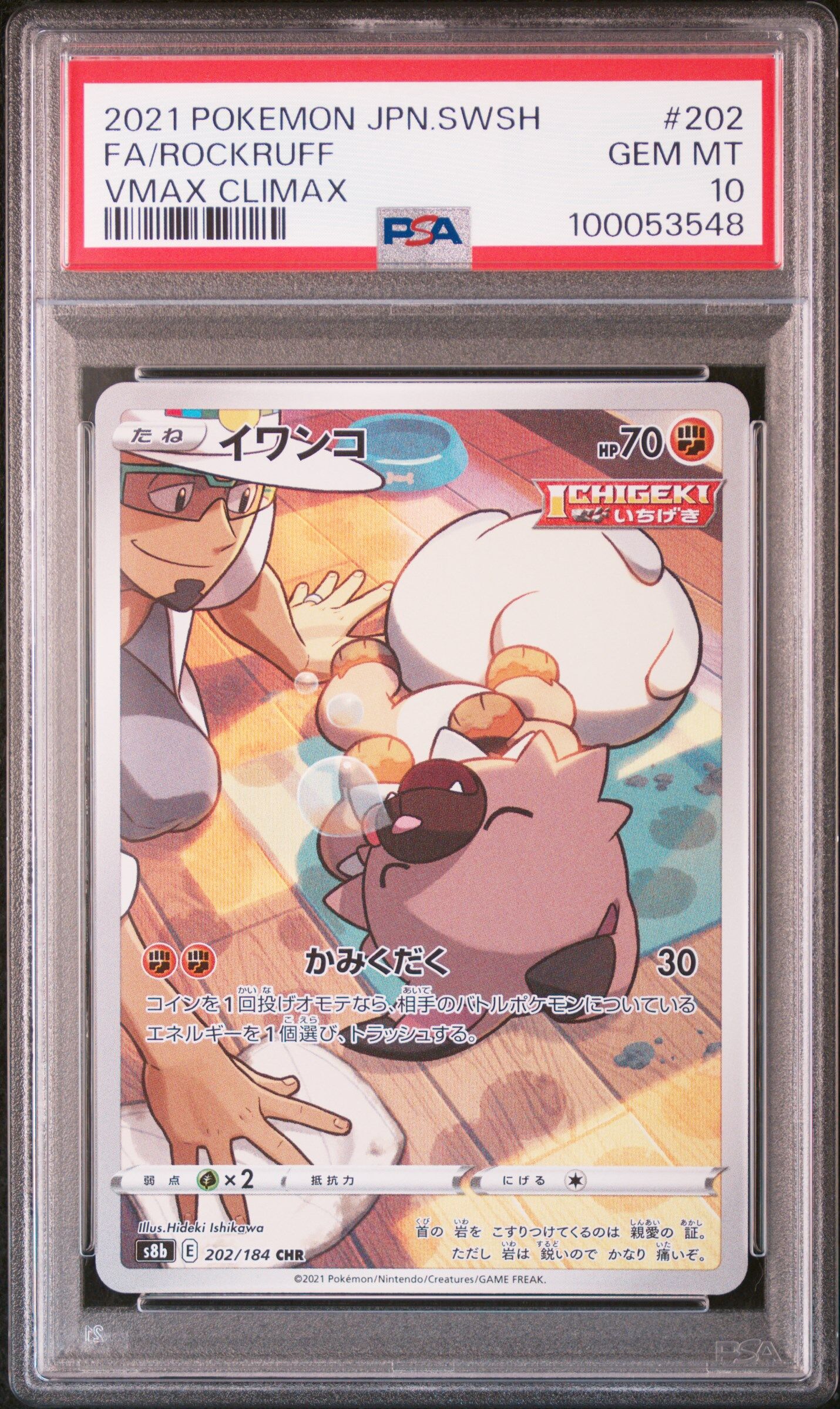 2021 POKEMON JAPANESE SWORD & SHIELD VMAX CLIMAX #202 FA/ROCKRUFF VMAX CLIMAX - PSA 10 GEM-MT - Pokémon