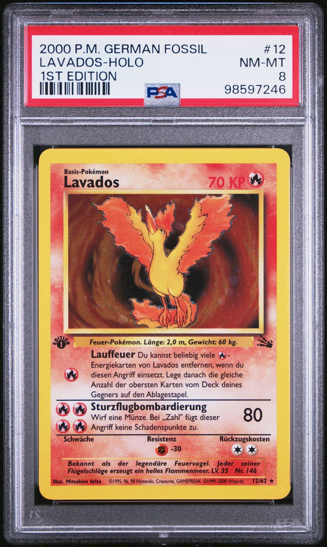 2000 POKEMON GERMAN FOSSIL 12 LAVADOS-HOLO 1ST EDITION - PSA 8 NM-MT - Pokémon 2000 POKEMON GERMAN FOSSIL 12 LAVADOS-HOLO 1ST EDITION - PSA 8 NM-MT - Pokémon