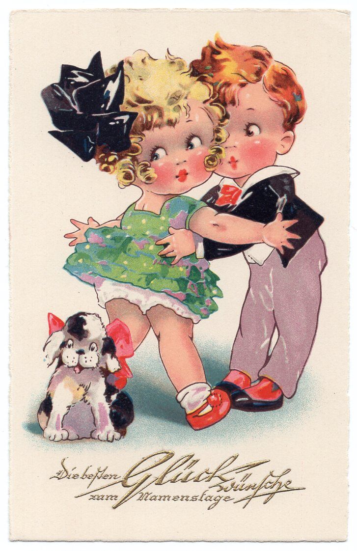 dolly-serie_9918 Dolly Postkarte Pärchen mit Hund