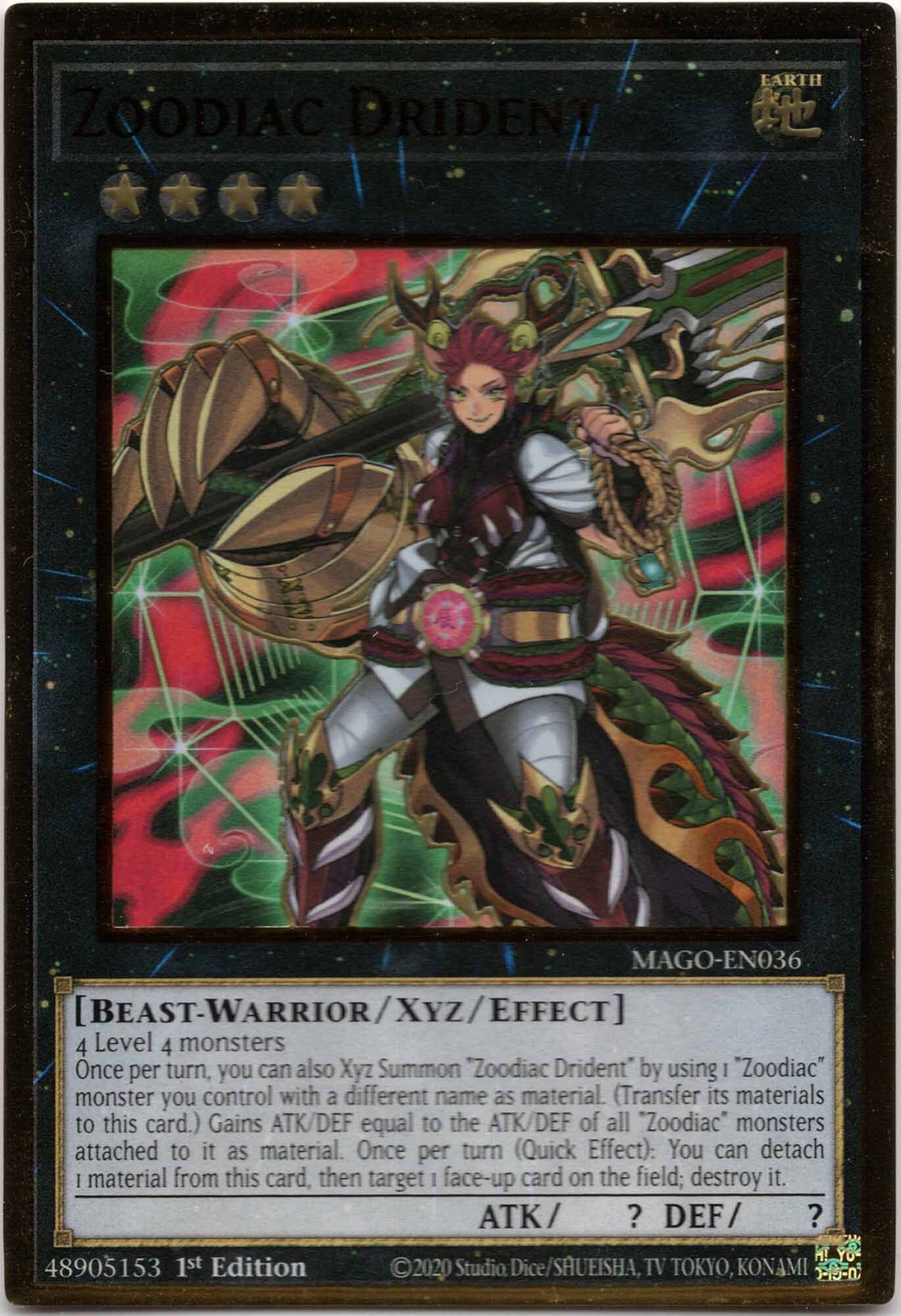 zoodiac-drident-mago-en036-premium-gold-rare-1st-edition-near-mint Zoodiac Drident - MAGO-EN036 - Premium Gold Rare - 1st Edition (Near Mint)