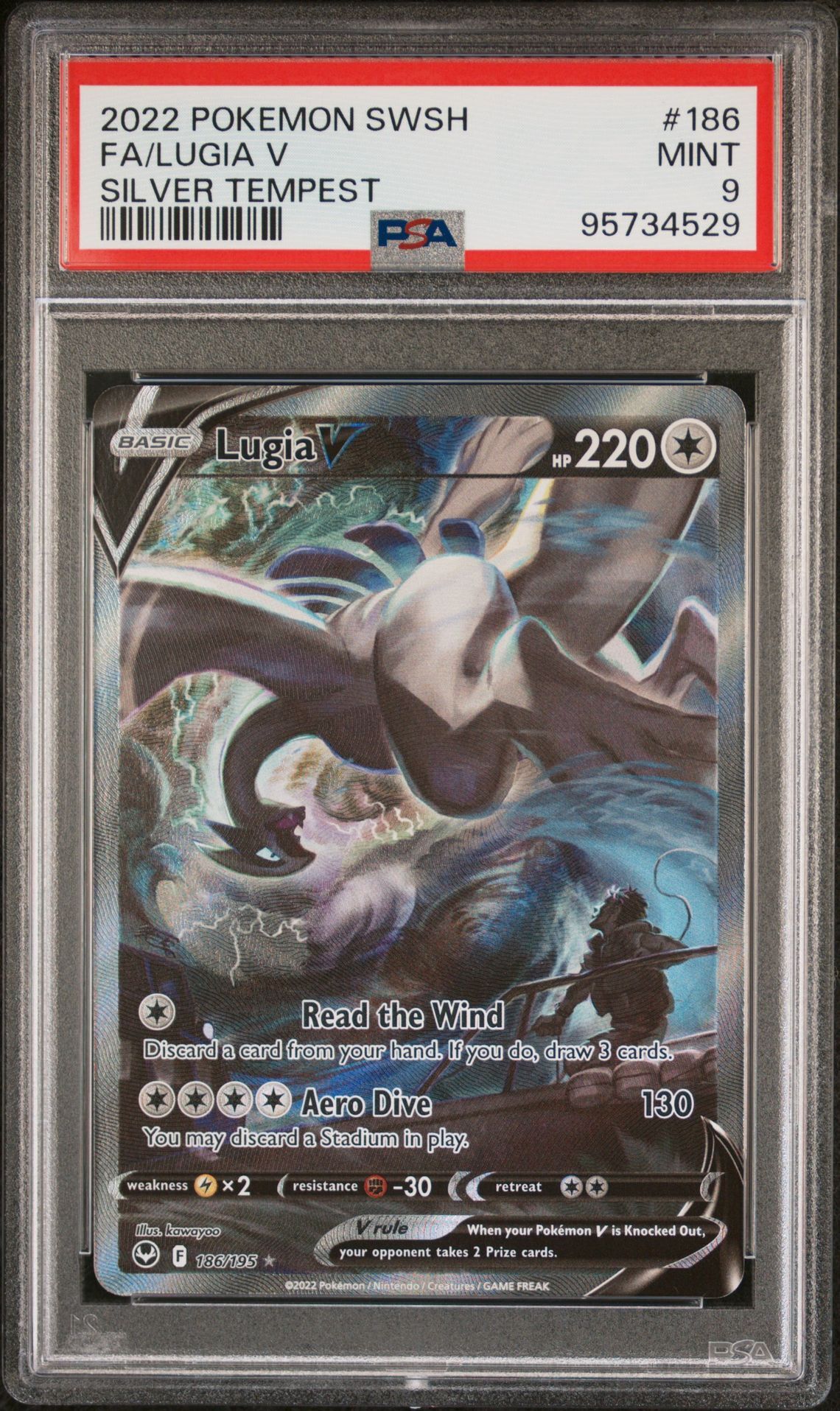 2022 POKEMON SWORD & SHIELD SILVER TEMPEST 186 FULL ART/LUGIA V - PSA 9 MINT - Pokémon 2022 POKEMON SWORD & SHIELD SILVER TEMPEST 186 FULL ART/LUGIA V - PSA 9 MINT - Pokémon