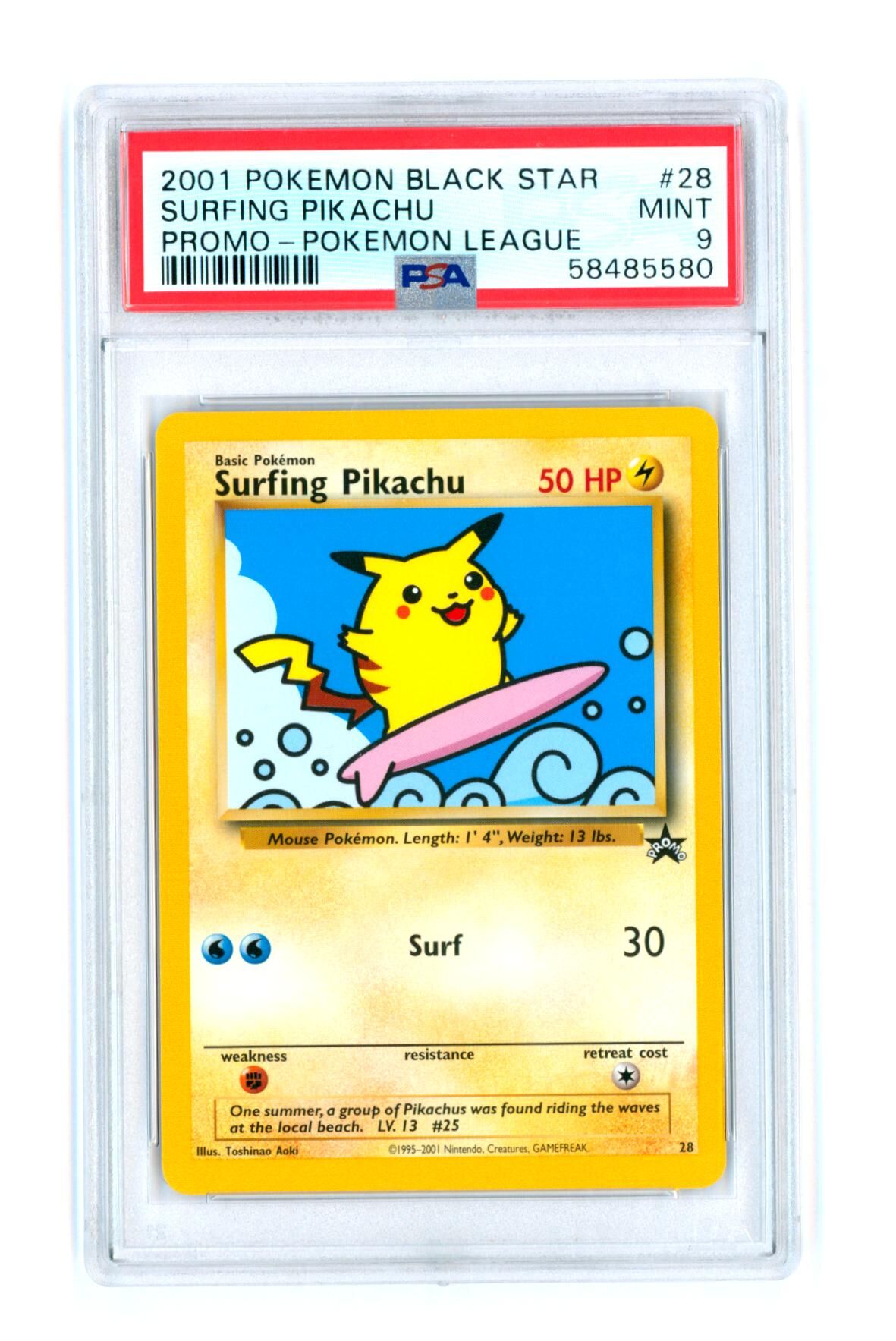 Surfing Pikachu - Black Star Promo 28 - PSA 9 MINT - Pokémon