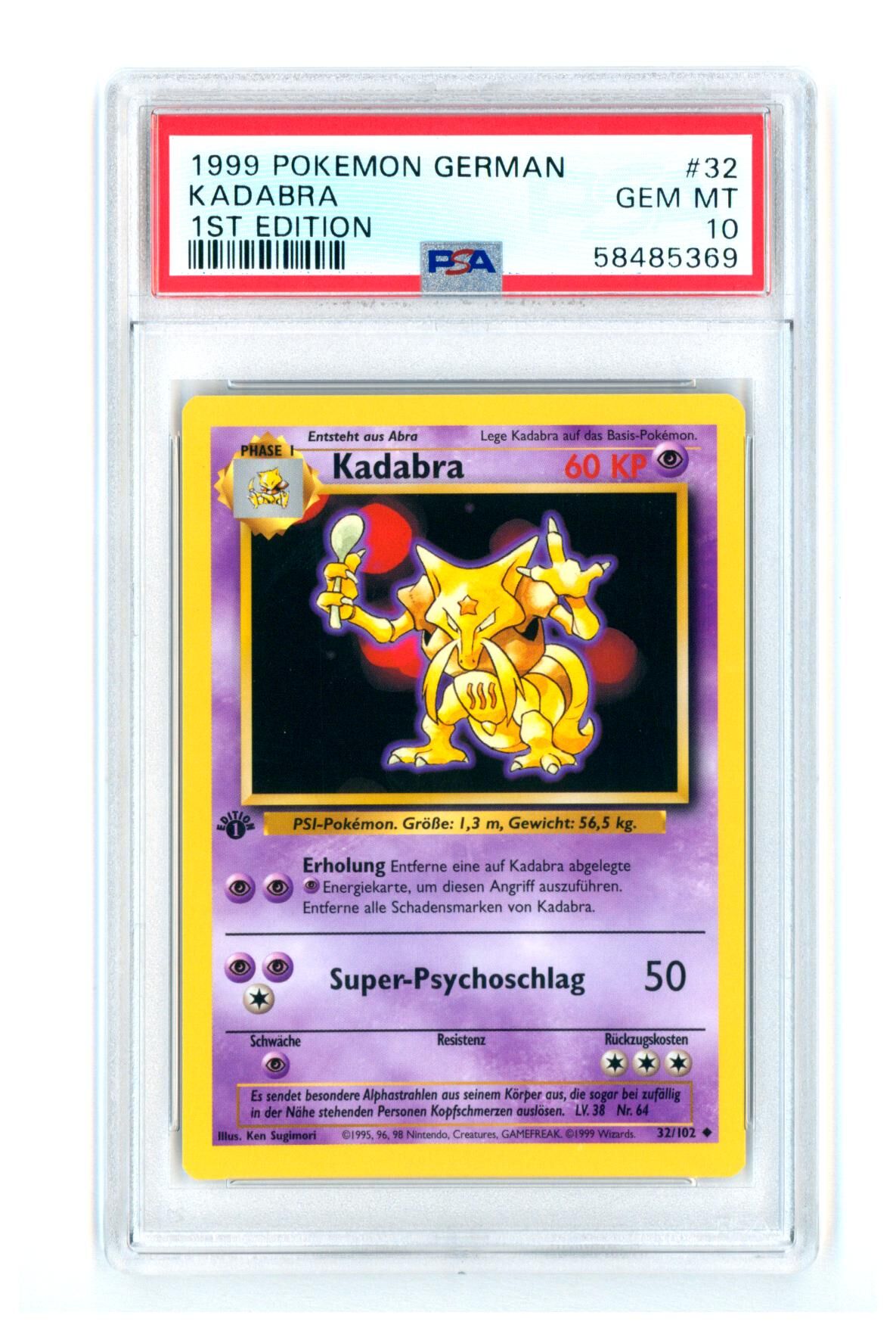 Kadabra 32/102 - Base Set - 1st Edition - PSA 10 GEM MINT - Pokémon