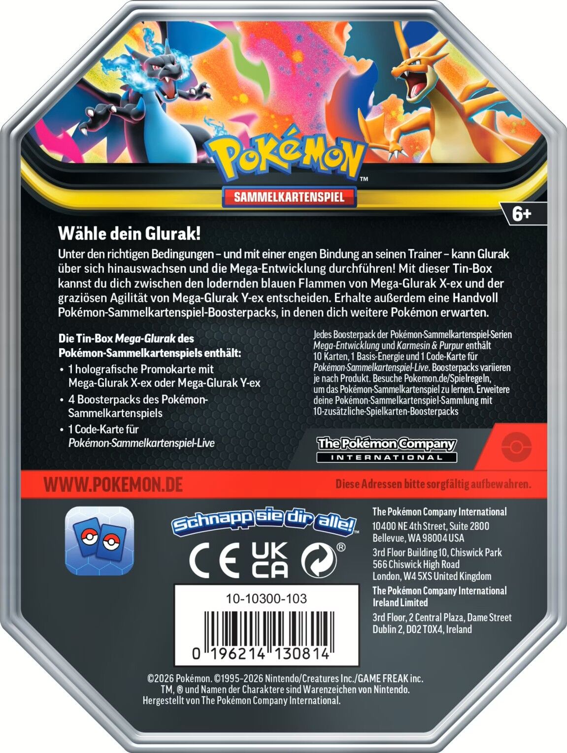 Pokémon TCG: 2026 Tin Mega-Glurak X ex - DE