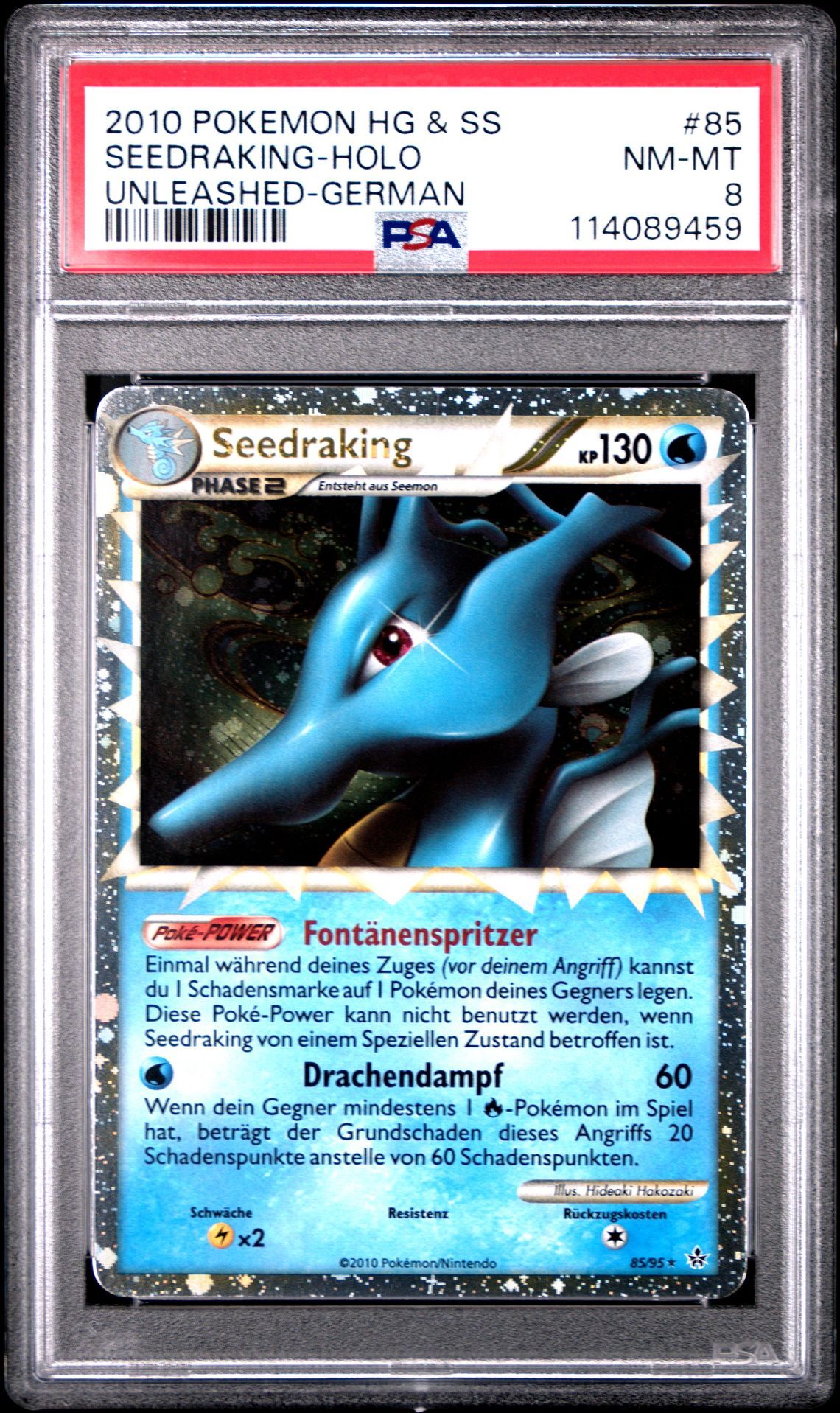 2010 POKEMON HEARTGOLD & SOULSILVER UNLEASHED 85 SEEDRAKING-HOLO GERMAN - PSA 8 NM-MT - Pokémon