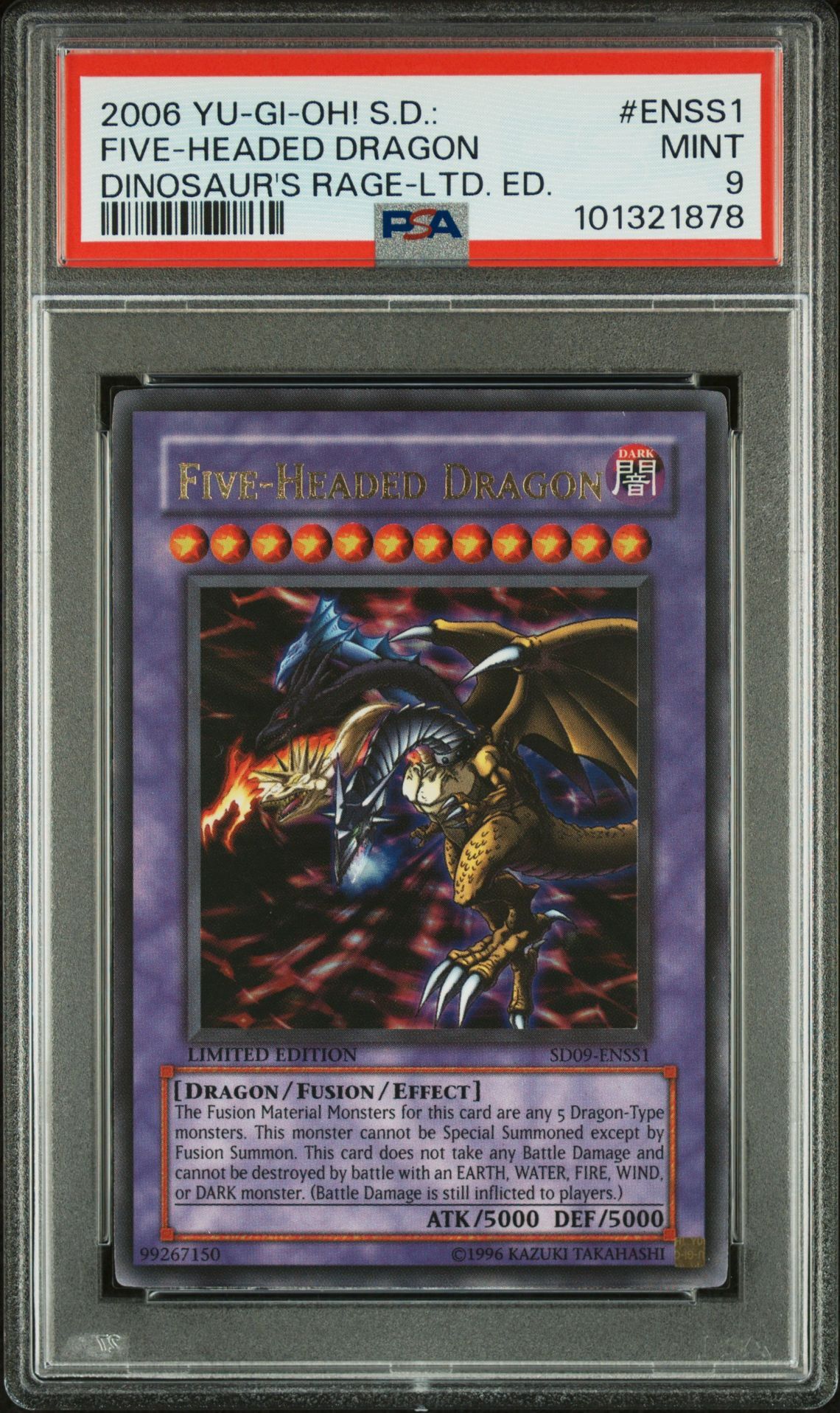 2006 YU-GI-OH! STRUCTURE DECK: DINOSAUR'S RAGE ENSS1 FIVE-HEADED DRAGON LIMITED EDITION - PSA 9 MINT - Yu-Gi-Oh!