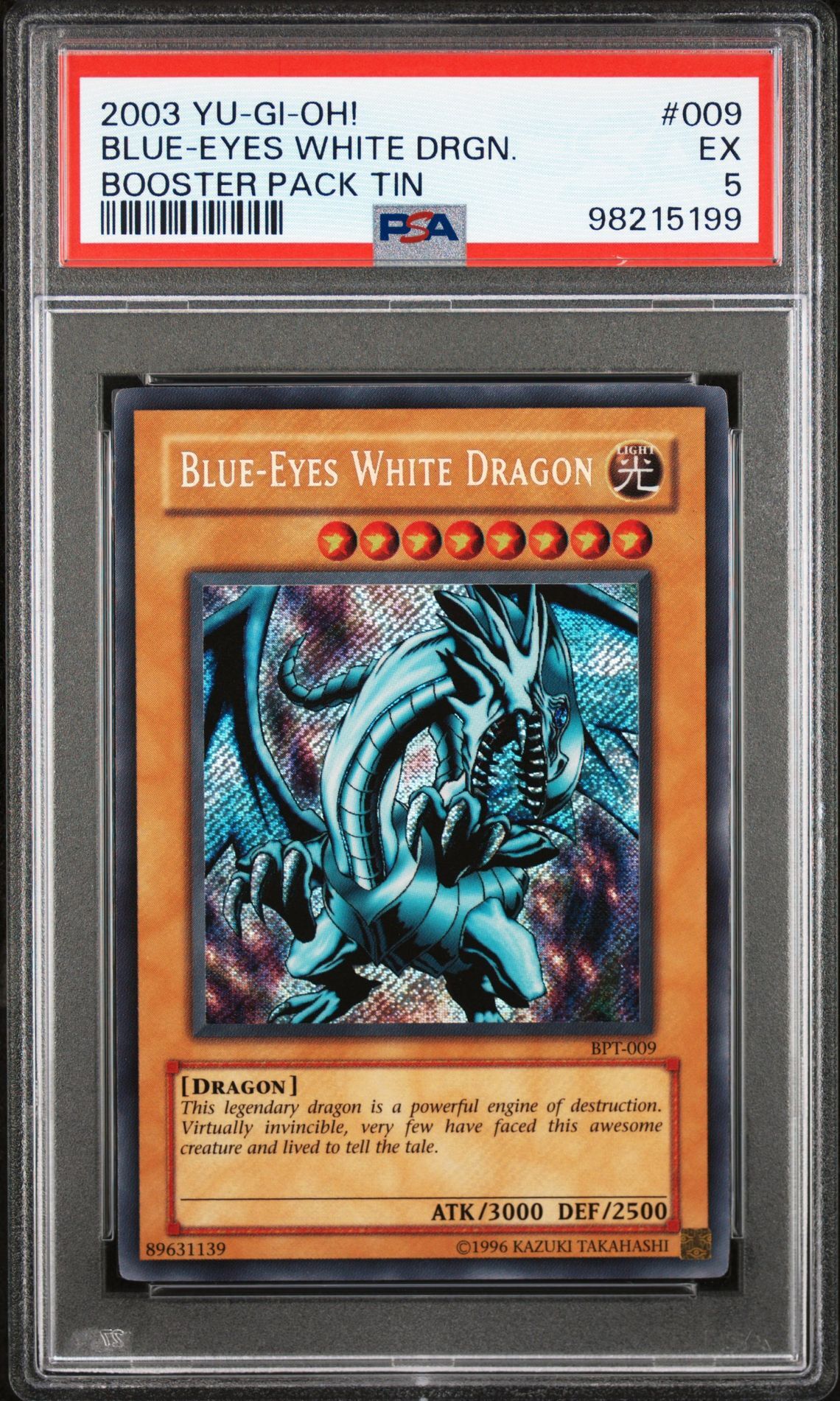 2003 YU-GI-OH! BOOSTER PACK TIN 009 BLUE-EYES WHITE DRAGON - PSA 5 EX - Yu-Gi-Oh!