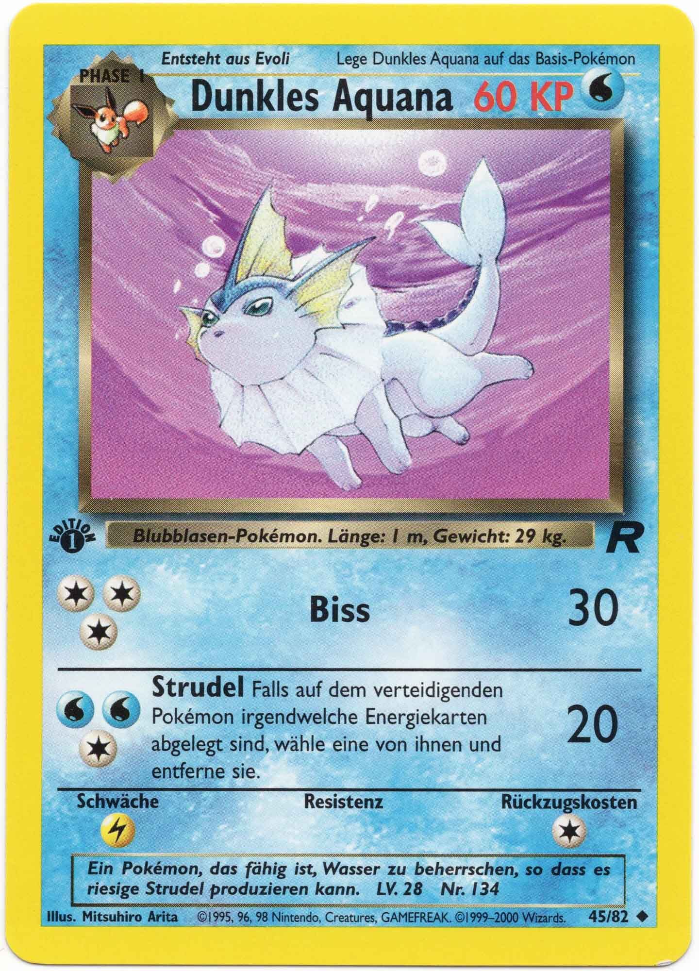 Dunkles Aquana 45/82 1. Edition - Pokémon TCG