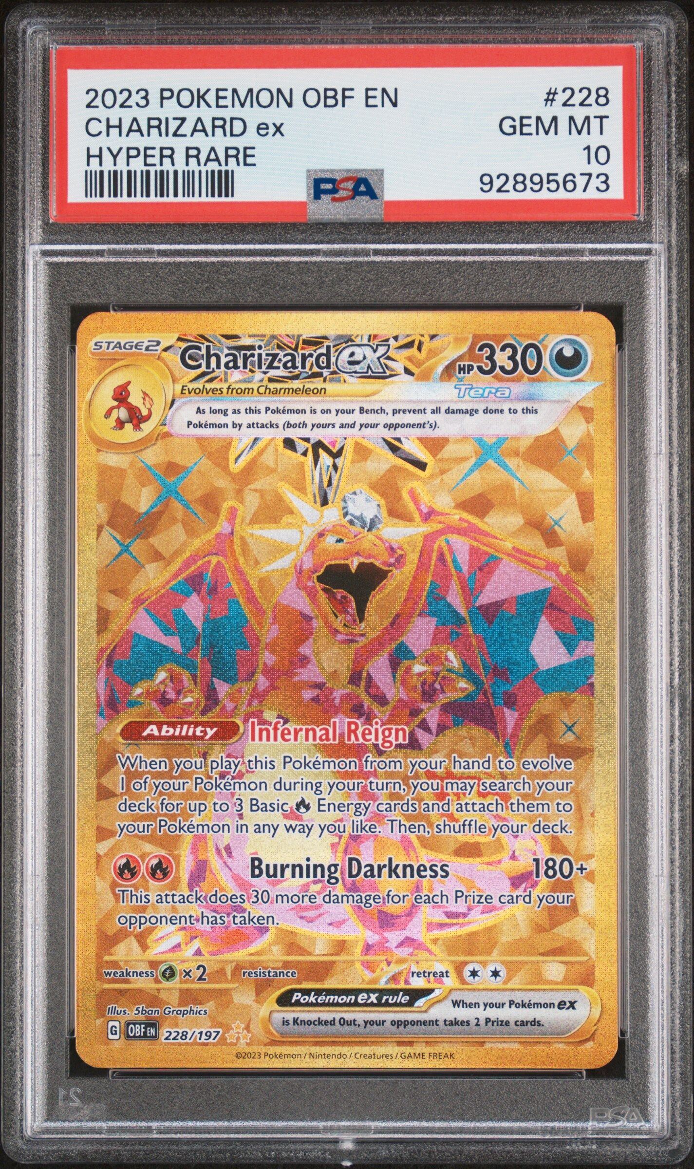 2023 POKEMON OBF EN-OBSIDIAN FLAMES 228 CHARIZARD EX HYPER RARE - PSA 10 GEM-MT - Pokémon 2023 POKEMON OBF EN-OBSIDIAN FLAMES 228 CHARIZARD EX HYPER RARE - PSA 10 GEM-MT - Pokémon