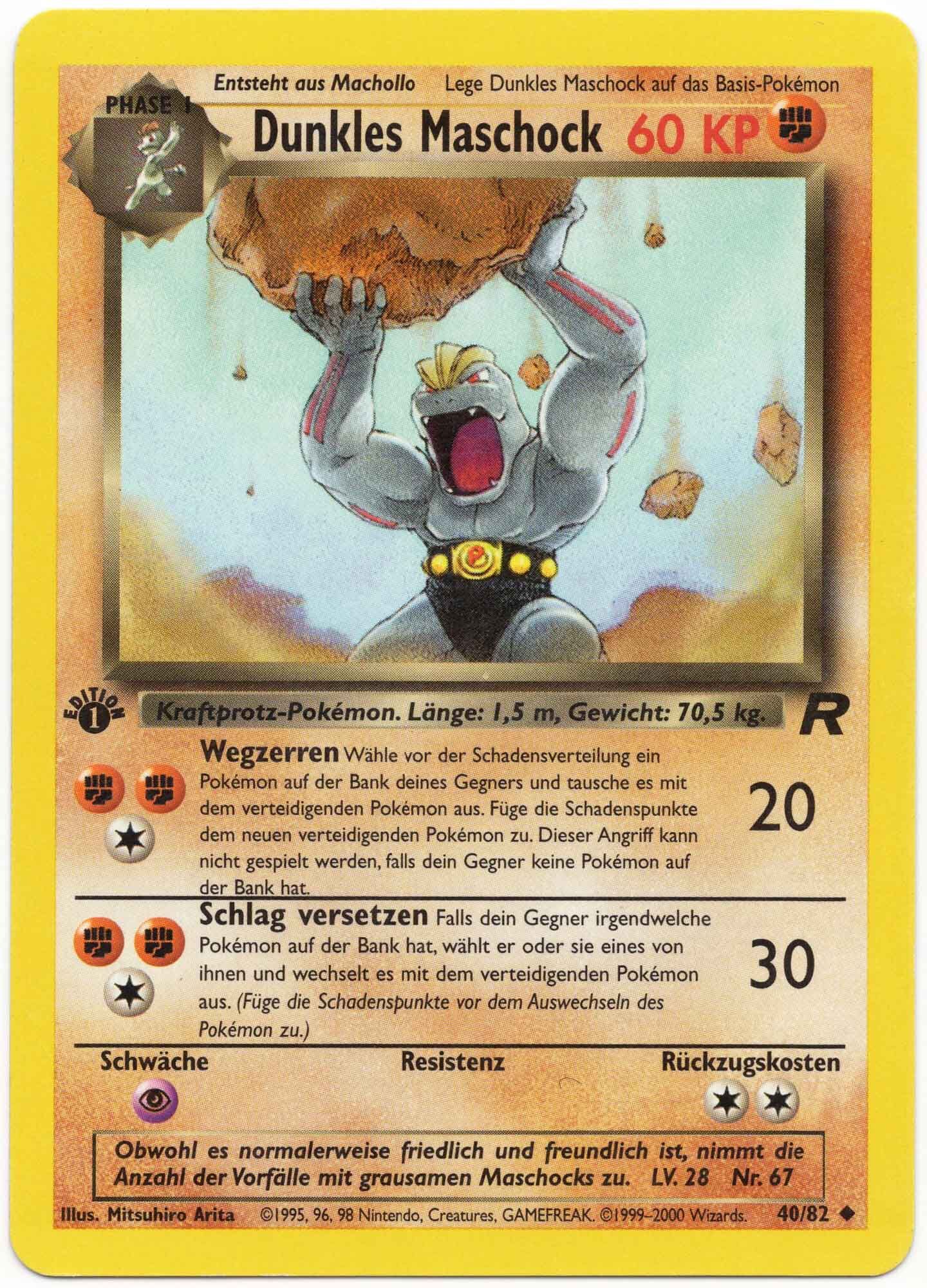 Dunkles Maschock 40/82 1. Edition - Pokémon TCG