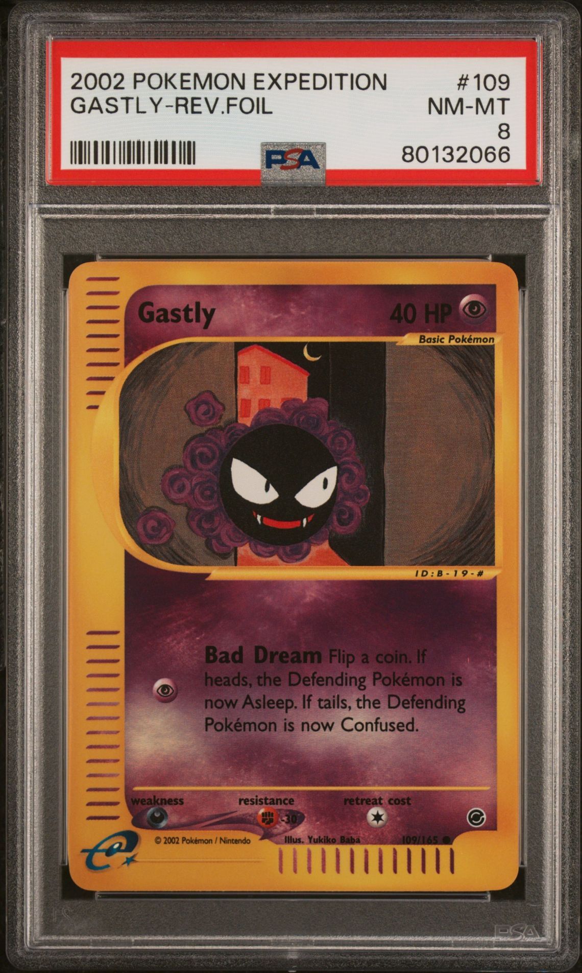 2002 POKEMON EXPEDITION 109 GASTLY-REVERSE FOIL - PSA 8 NM-MT 2002 POKEMON EXPEDITION 109 GASTLY-REVERSE FOIL - PSA 8 NM-MT