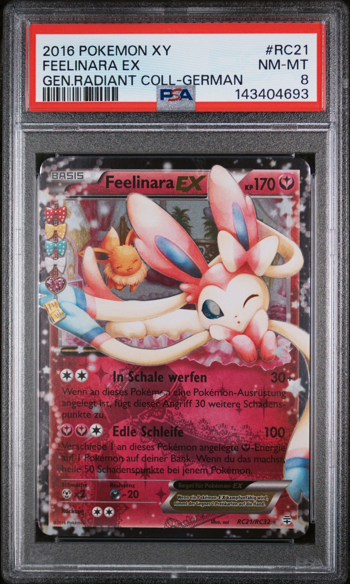 2016 POKEMON XY GENERATIONS RADIANT COLLECTION #RC21 FEELINARA EX GEN.RADIANT COLL-GERMAN - PSA 8 NM-MT - Pokemon