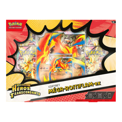 Pokémon JCC: Méga-Évolution Héros Transcendants Coffret Méga-Roitiflam-ex - FR Pokémon JCC: Méga-Évolution Héros Transcendants Coffret Méga-Roitiflam-ex - FR