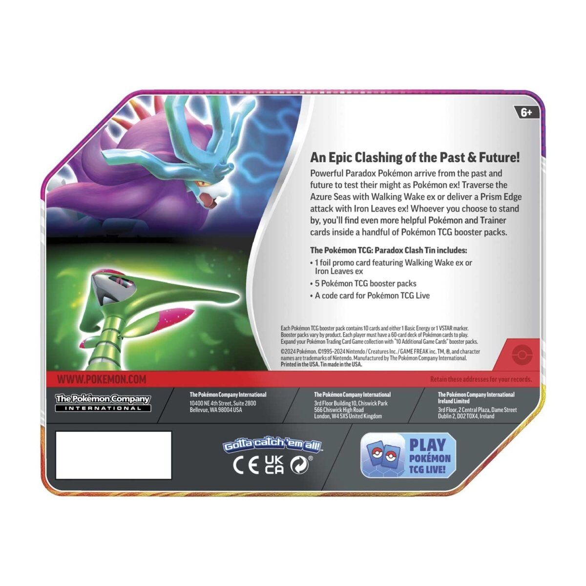 Pokémon TCG: Paradox Clash Iron Leaves EX Tin (5 Pack Version) - EN