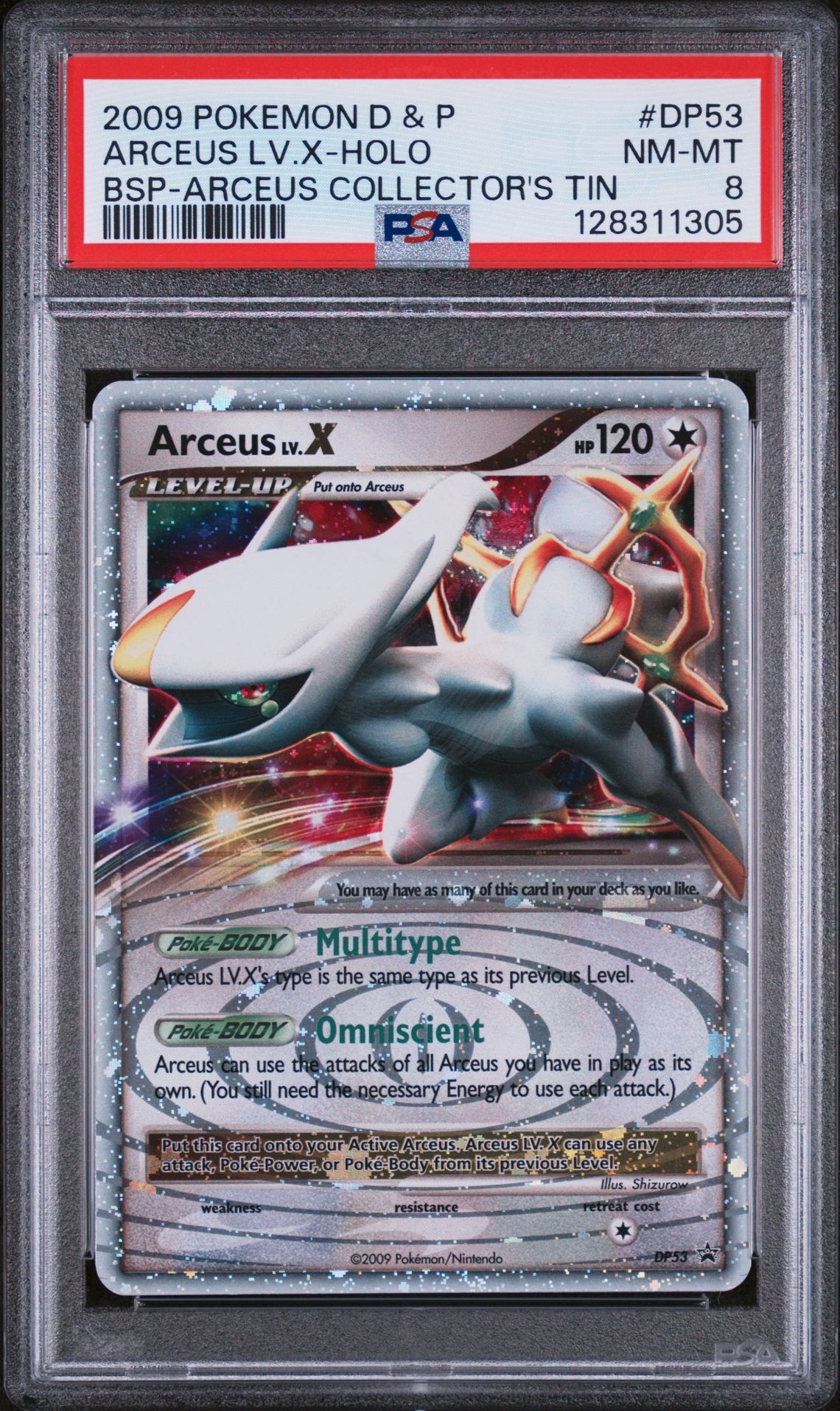 2009 POKEMON DIAMOND & PEARL BLACK STAR PROMO #DP53 ARCEUS LV.X-HOLO BSP-ARCEUS COLLECTOR'S TIN - PSA 8 NM-MT - Pokemon 2009 POKEMON DIAMOND & PEARL BLACK STAR PROMO #DP53 ARCEUS LV.X-HOLO BSP-ARCEUS COLLECTOR'S TIN - PSA 8 NM-MT - Pokemon