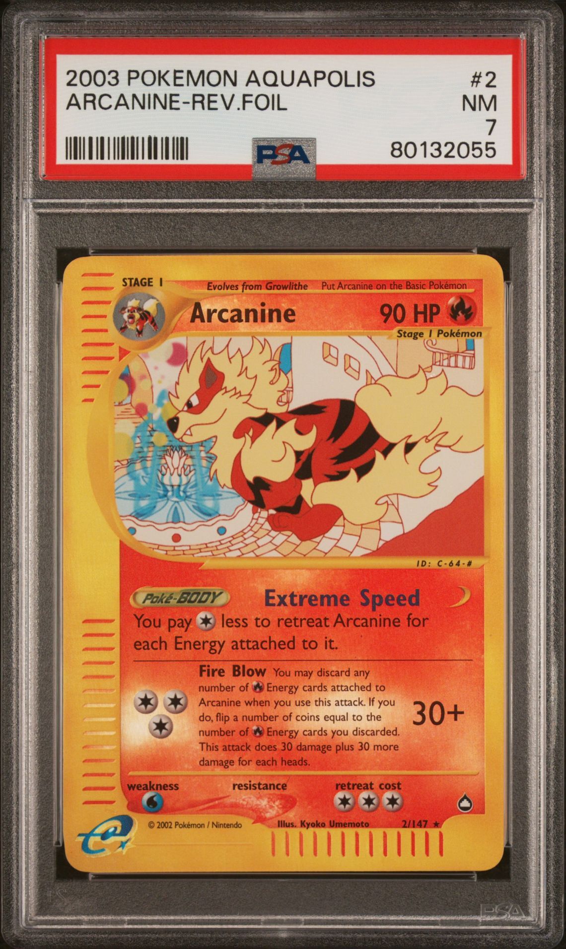 2003 POKEMON AQUAPOLIS 2 ARCANINE-REVERSE FOIL - PSA 7 NM 2003 POKEMON AQUAPOLIS 2 ARCANINE-REVERSE FOIL - PSA 7 NM
