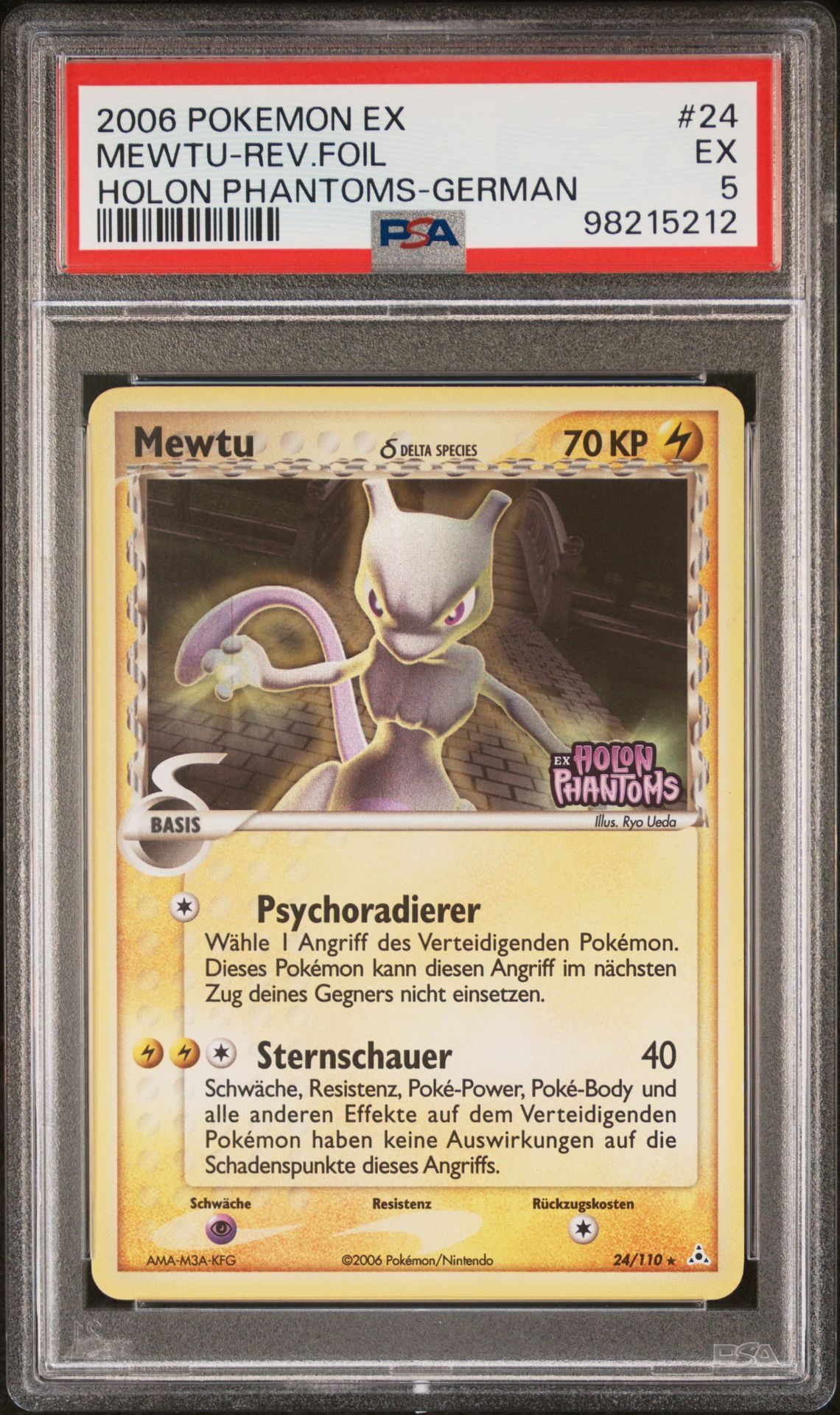 2006 POKEMON EX HOLON PHANTOMS 24 MEWTU-REVERSE FOIL GERMAN - PSA 5 EX - Pokémon 2006 POKEMON EX HOLON PHANTOMS 24 MEWTU-REVERSE FOIL GERMAN - PSA 5 EX - Pokémon