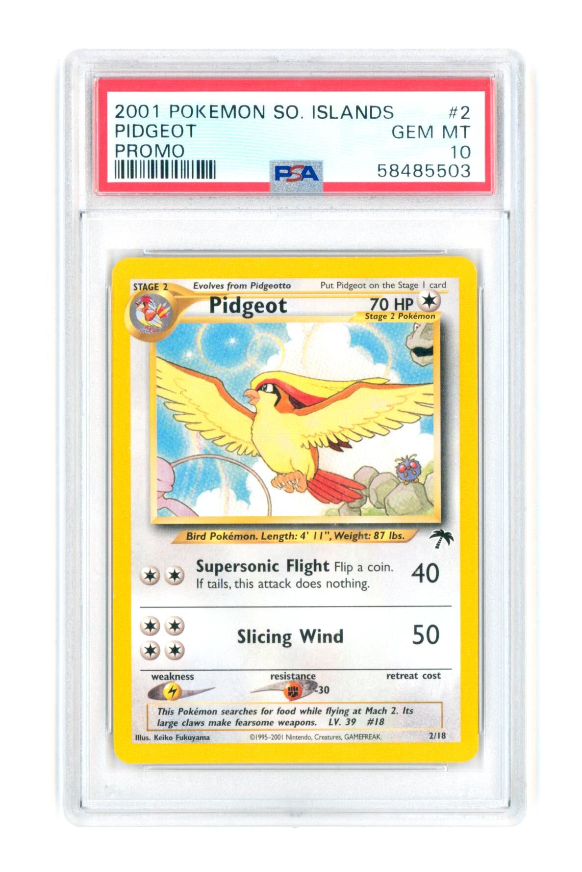 Pidgeot 2/18 - Promo - So. Islands - 2001 - PSA 10 GEM-MT - Pokémon