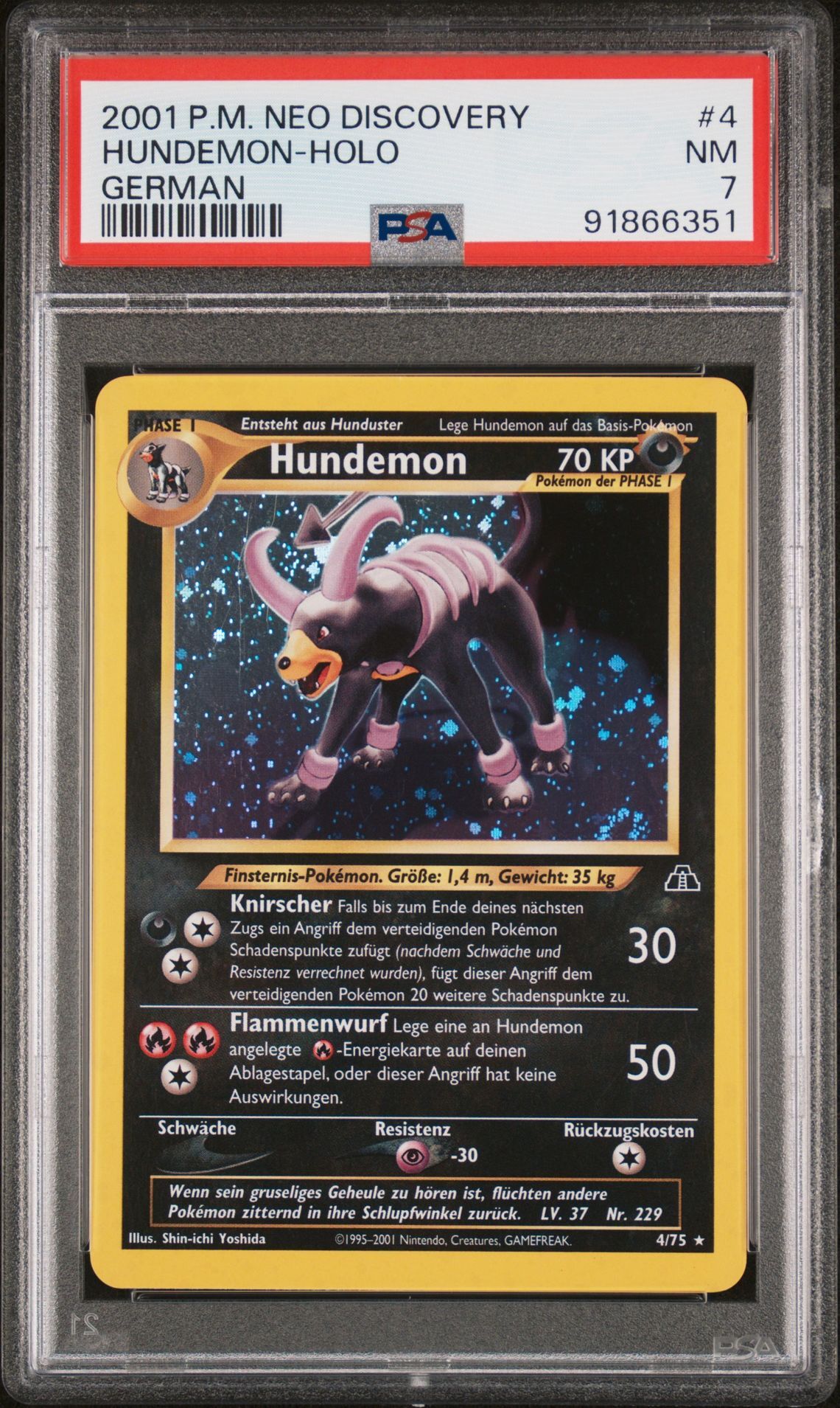 2001 POKEMON NEO DISCOVERY 4 HUNDEMON-HOLO GERMAN - PSA 7 NM - Pokémon 2001 POKEMON NEO DISCOVERY 4 HUNDEMON-HOLO GERMAN - PSA 7 NM - Pokémon