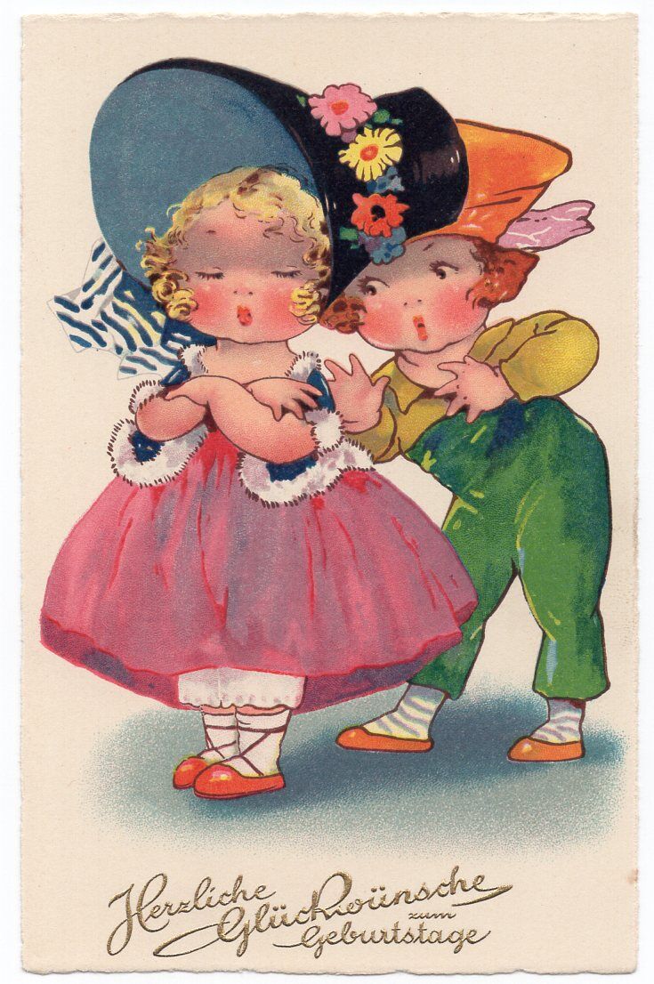 Dolly Postkarte Mädchen mit Bube