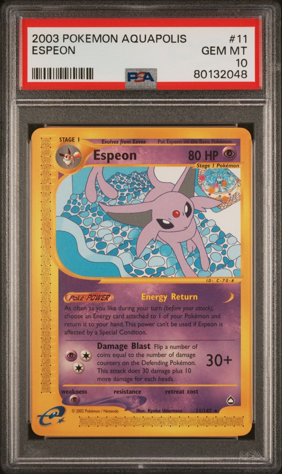 2003 POKEMON AQUAPOLIS 11 ESPEON - PSA 10 GEM-MT
