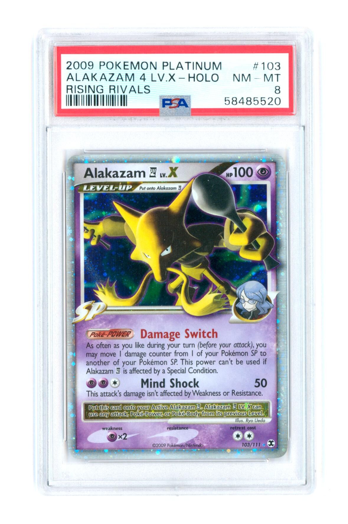 Alakazam 4 LV.X 103/111 - Holo - Rising Rivals - Platinum - 2009 - PSA 8 NM-MT - Pokémon