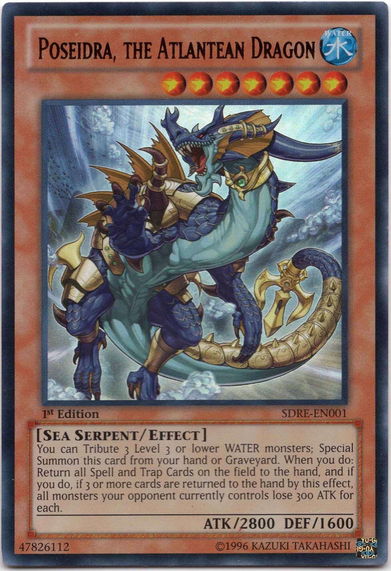 Poseidra, The Atlantean Dragon - SDRE-EN001 - Ultra Rare - 1st Edition (Near Mint)