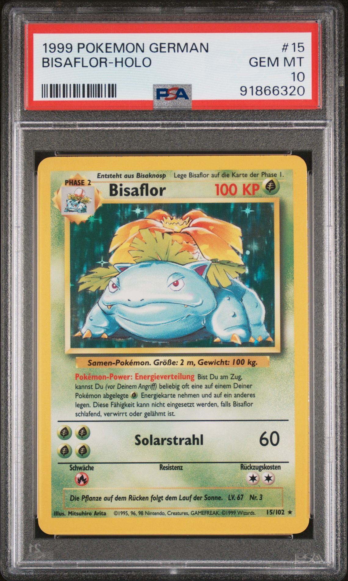 1999 POKEMON GERMAN 15 BISAFLOR-HOLO - PSA 10 GEM-MT - Pokémon