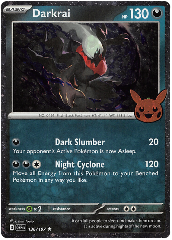 Darkrai - OBF 136 - Trick or Trade 2024 Stamp - EN Darkrai - OBF 136 - Trick or Trade 2024 Stamp - EN