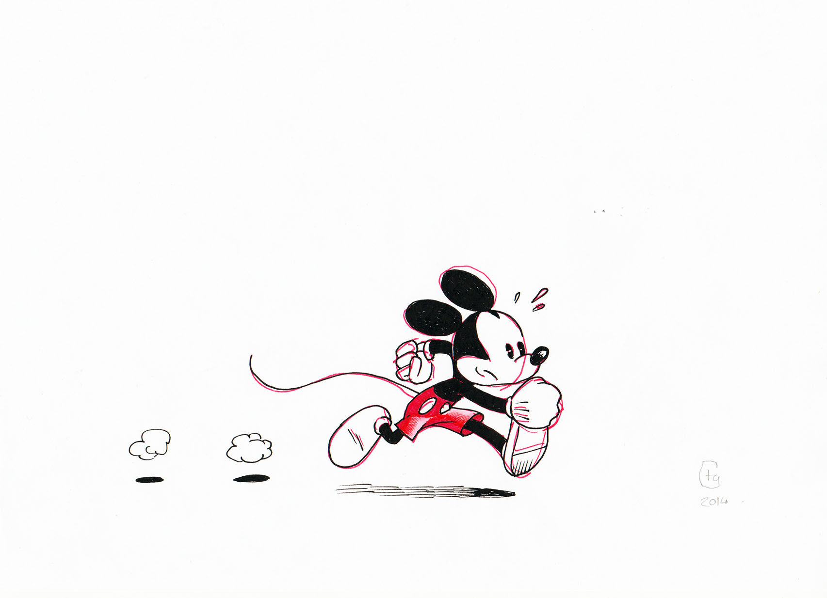 Micky rennt Originalzeichnung