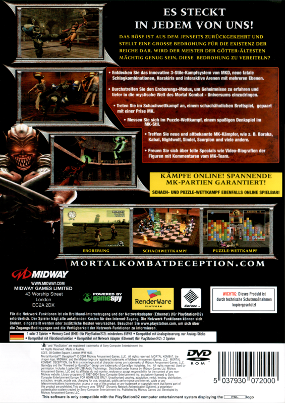 Mortal Kombat: Deception - PS2 - DE