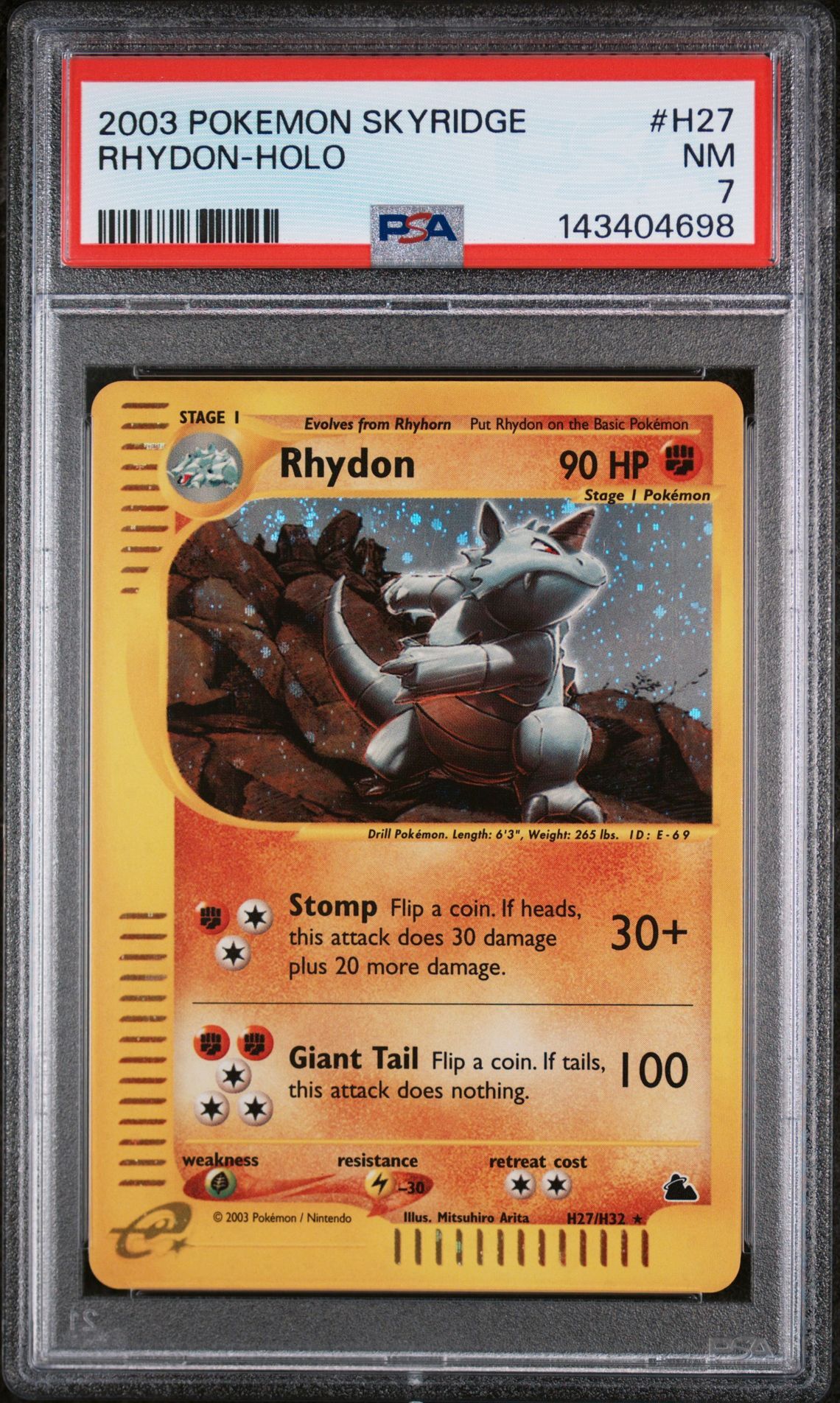 2003 POKEMON SKYRIDGE #H27 RHYDON-HOLO - NM 7 - Pokemon 2003 POKEMON SKYRIDGE #H27 RHYDON-HOLO - NM 7 - Pokemon