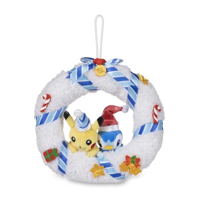Pikachu & Piplup Pokémon Undersea Holiday Wreath Plush - 17.5 cm