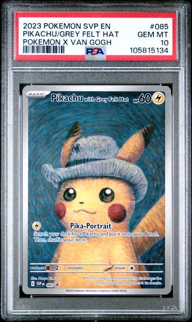 Pikachu/Grey Felt Hat #085 - svp en-sv Pokemon x Van Gogh Black Star Promo - PSA 10 GEM-MT - Pokemon