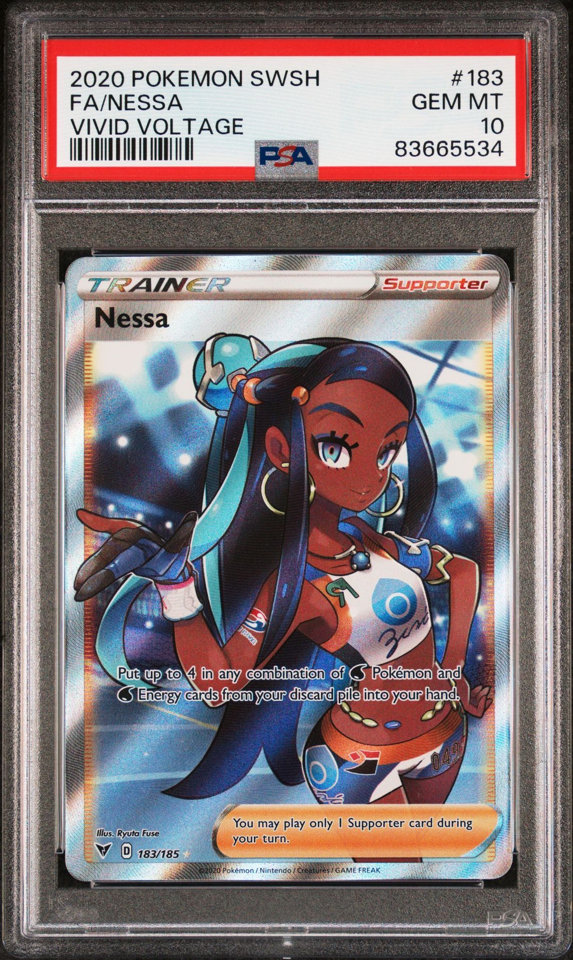 2020 POKEMON SWORD & SHIELD VIVID VOLTAGE 183 FULL ART/NESSA - PSA 10 GEM-MT 2020 POKEMON SWORD & SHIELD VIVID VOLTAGE 183 FULL ART/NESSA - PSA 10 GEM-MT