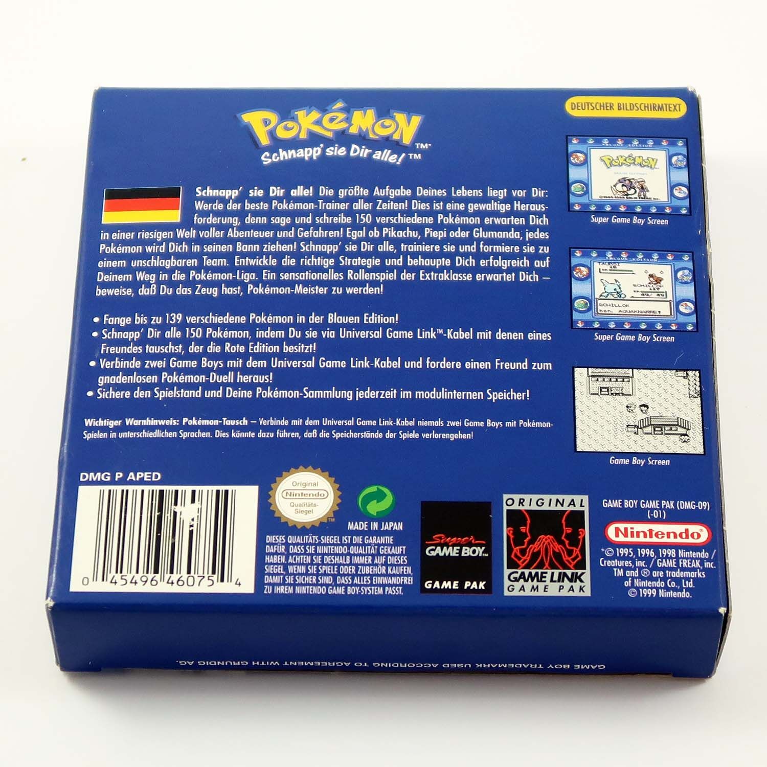 Pokémon Blaue Edition (mit OVP) Game Boy • Amazingtoys.ch