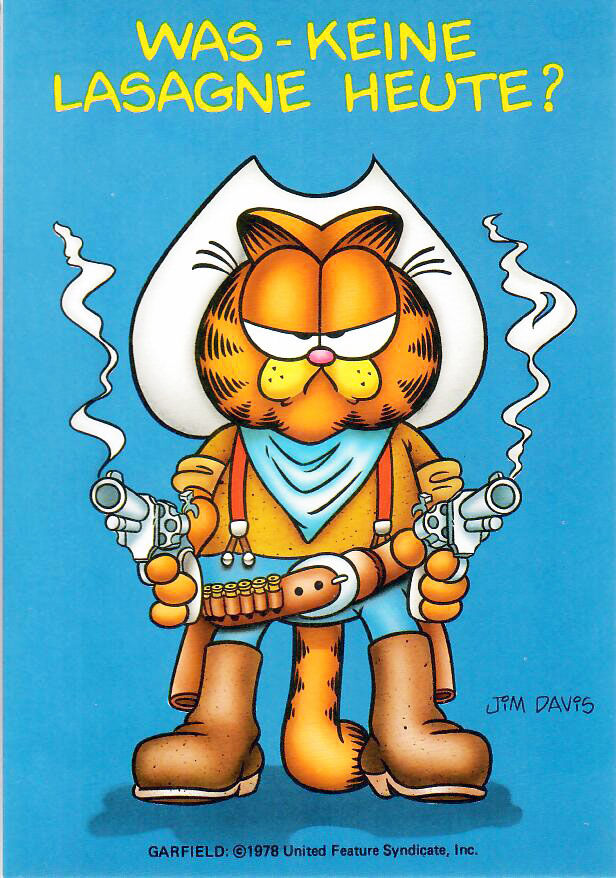 garfield_postcard_00107 Garfield Postkarte WAS - KEINE LASAGNE HEUTE?