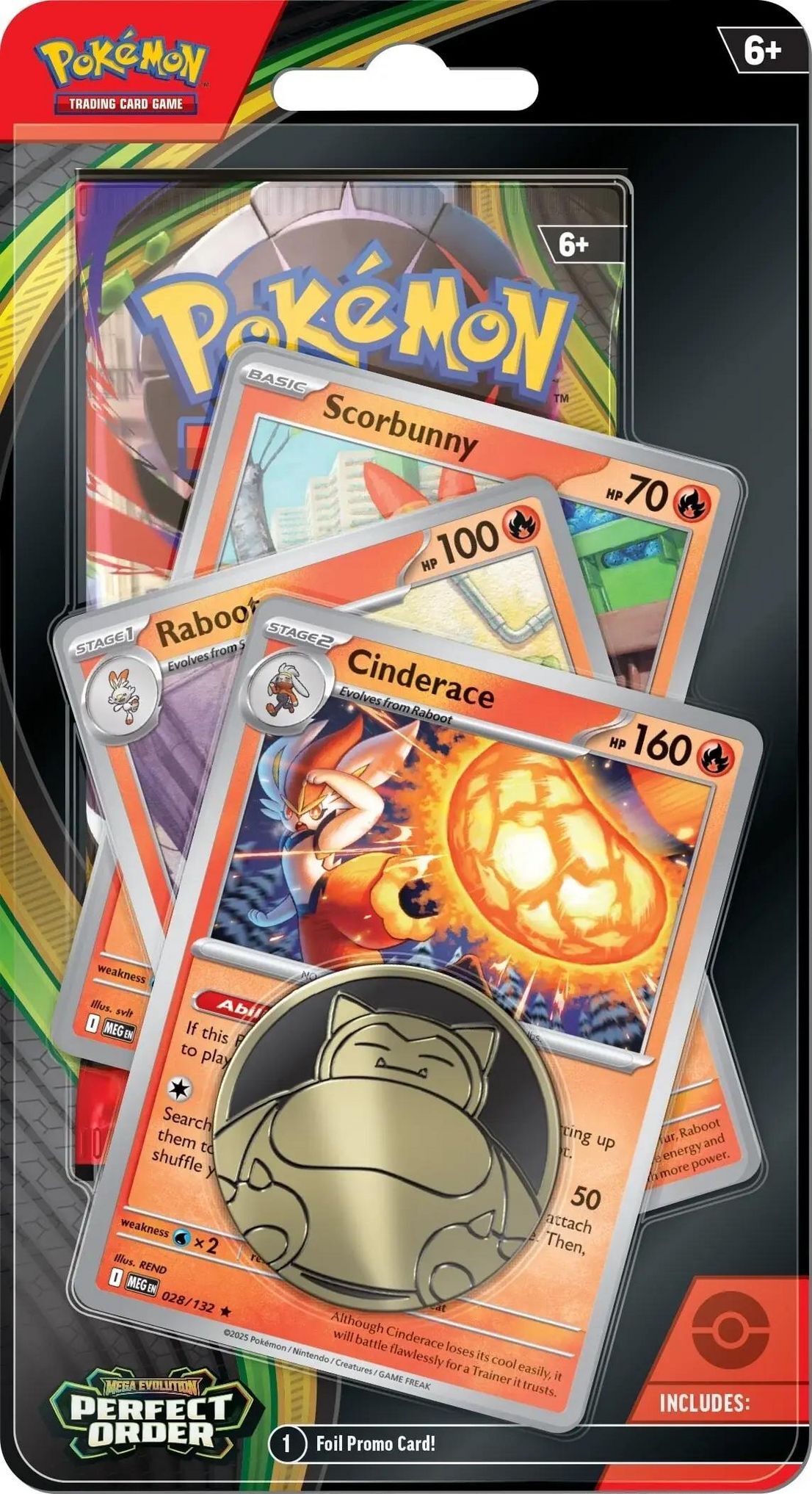 Pokémon TCG: Mega Evolution - Perfect Order Cinderace Premium Checklane Blister - EN Pokémon TCG: Mega Evolution - Perfect Order Cinderace Premium Checklane Blister - EN