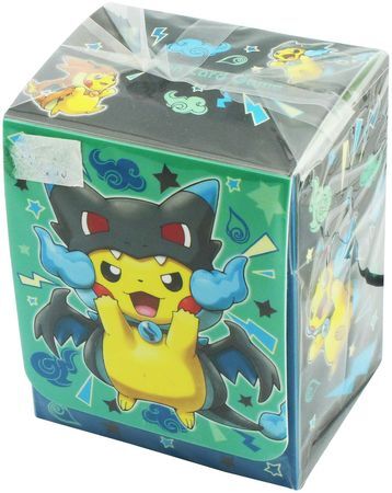 Pokemon Center Poncho-Wearing Pikachu M Charizard X (Blue) Deck Box