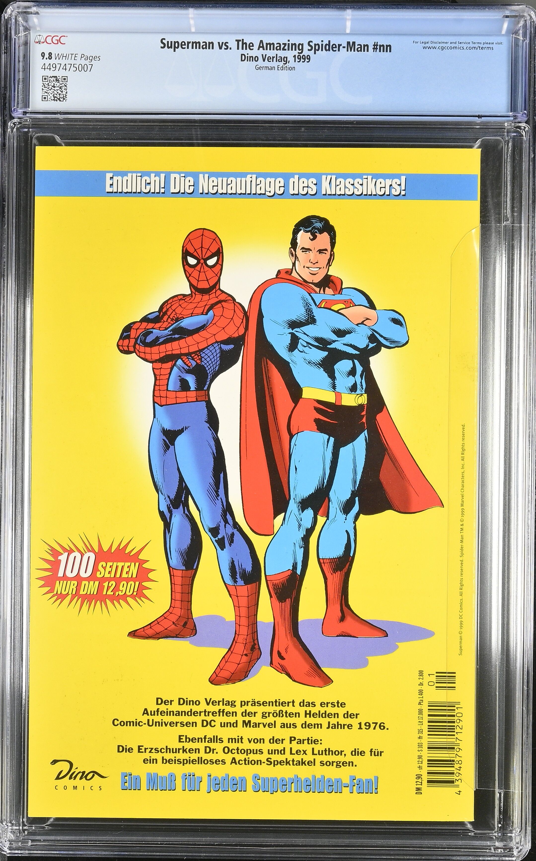 Superman vs. The Amazing Spider-Man CGC 9.8 DC/Marvel Classics #1 Dino Top Pop!