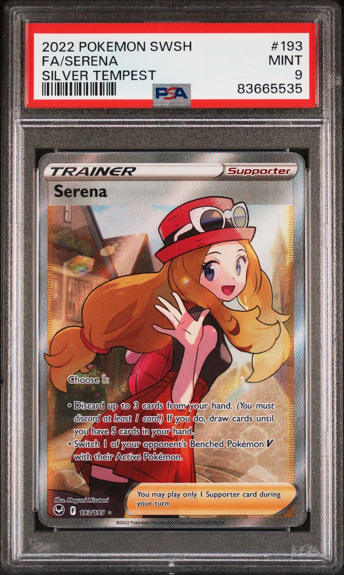 2022 POKEMON SWORD & SHIELD SILVER TEMPEST 193 FULL ART/SERENA - PSA 9 MINT 2022 POKEMON SWORD & SHIELD SILVER TEMPEST 193 FULL ART/SERENA - PSA 9 MINT