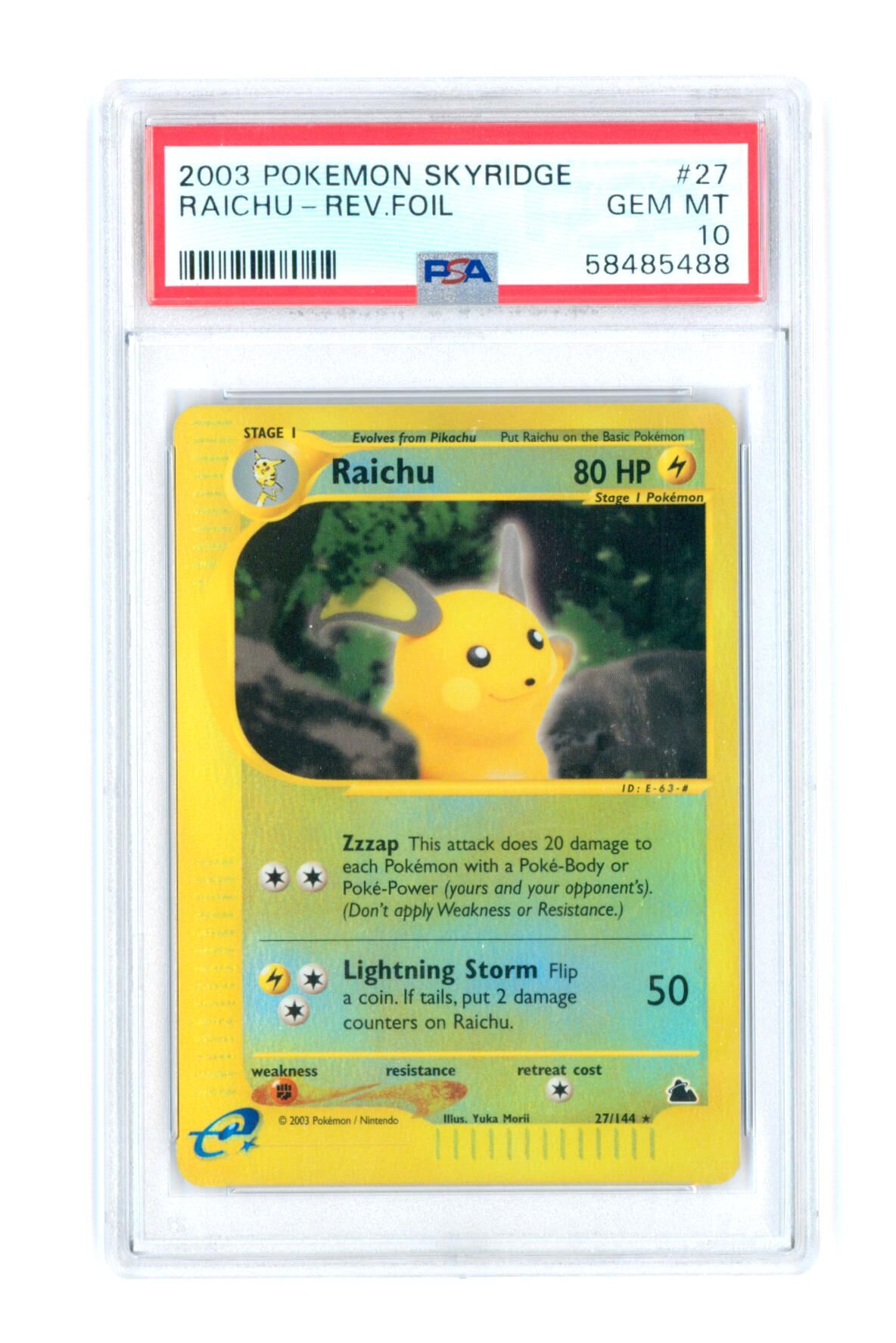 Raichu 27/144 - Reverse Foil - Pokemon Skyridge - 2003 - PSA 10 GEM-MT - Pokémon