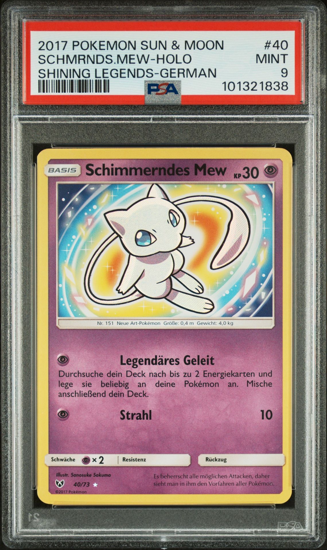 2017 POKEMON SUN & MOON SHINING LEGENDS 40 SCHIMMERNDES MEW-HOLO GERMAN - PSA 9 MINT - Pokémon 2017 POKEMON SUN & MOON SHINING LEGENDS 40 SCHIMMERNDES MEW-HOLO GERMAN - PSA 9 MINT - Pokémon