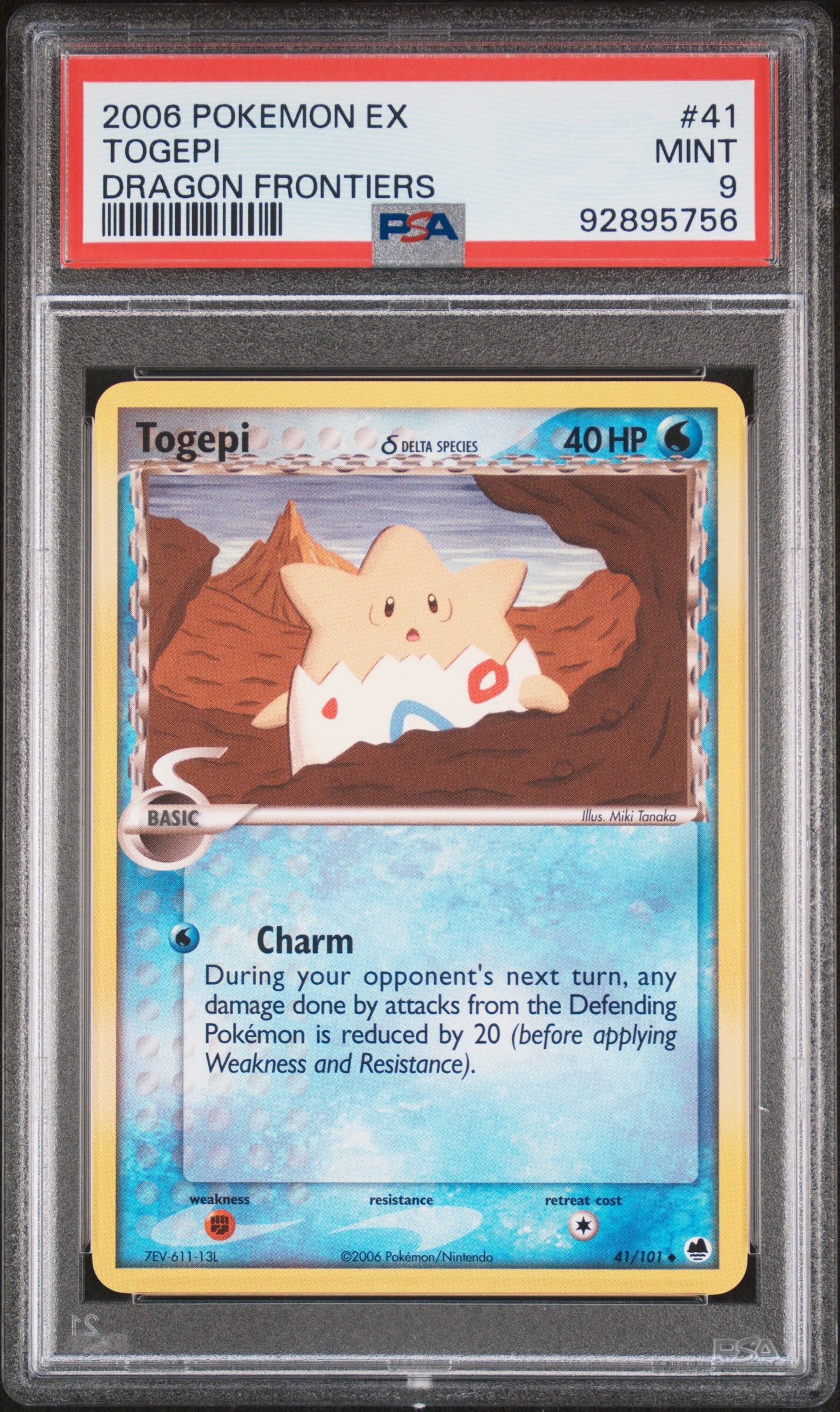 2006 POKEMON EX DRAGON FRONTIERS 41 TOGEPI - PSA 9 MINT - Pokémon 2006 POKEMON EX DRAGON FRONTIERS 41 TOGEPI - PSA 9 MINT - Pokémon