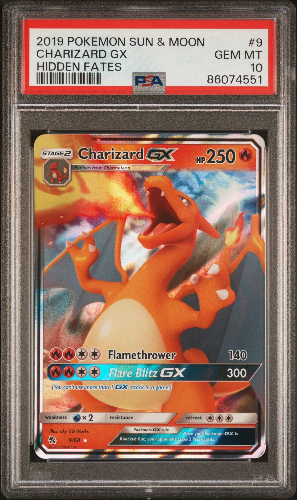 2019 POKEMON SUN & MOON HIDDEN FATES 9 CHARIZARD GX - PSA 10 GEM-MT 2019 POKEMON SUN & MOON HIDDEN FATES 9 CHARIZARD GX - PSA 10 GEM-MT