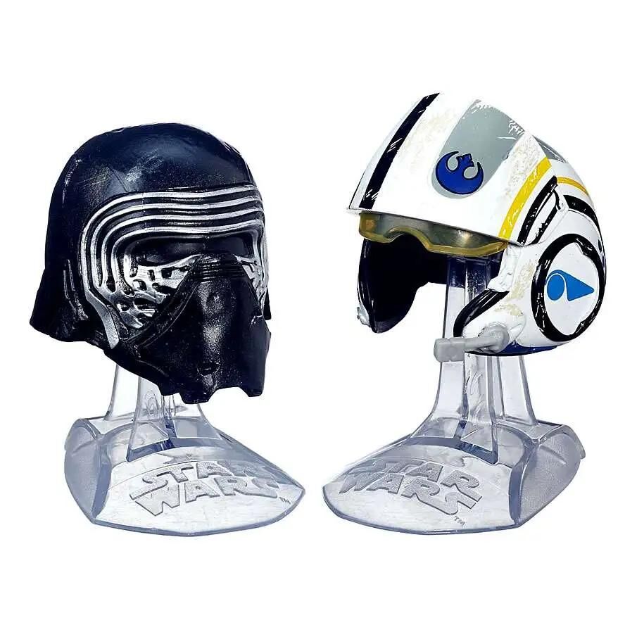 Star Wars The Force Awakens Black Titanium Kylo Ren & Poe Dameron 2-Inch Diecast Helmet 2-Pack