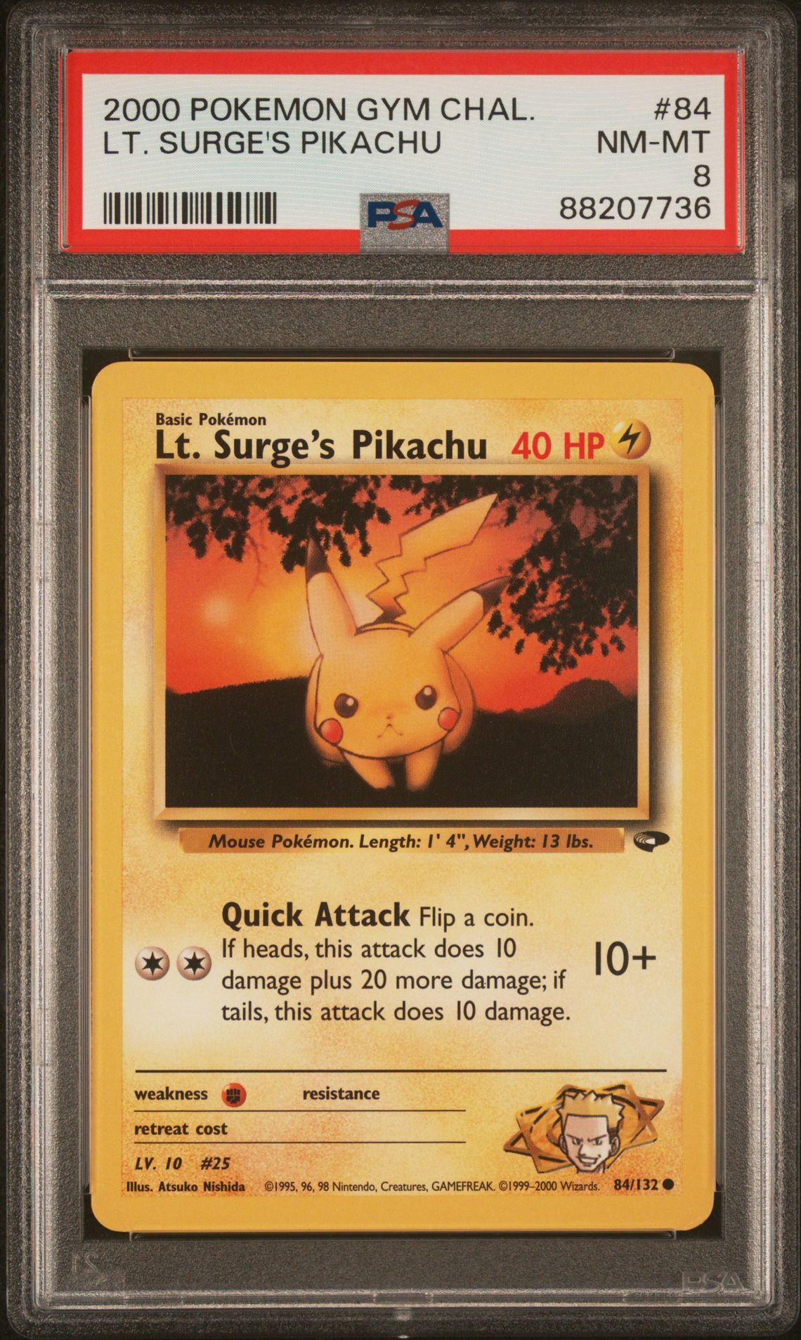 2000 POKEMON GYM CHALLENGE 84 LT. SURGE'S PIKACHU - PSA 8 NM-MT - Pokémon 2000 POKEMON GYM CHALLENGE 84 LT. SURGE'S PIKACHU - PSA 8 NM-MT - Pokémon