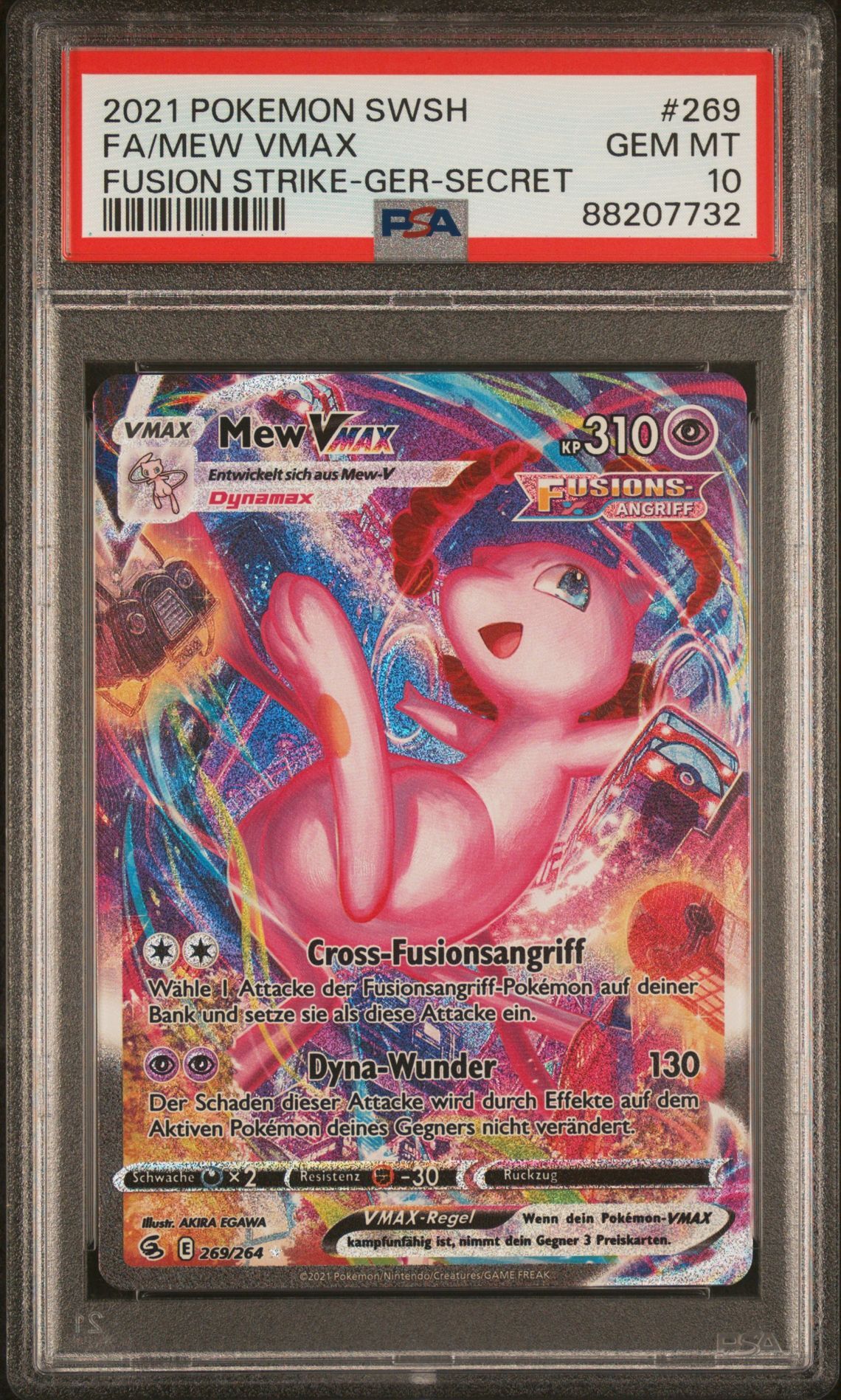 2021 POKEMON SWORD & SHIELD FUSION STRIKE 269 FULL ART/MEW VMAX GERMAN-SECRET - PSA 10 GEM-MT - Pokémon 2021 POKEMON SWORD & SHIELD FUSION STRIKE 269 FULL ART/MEW VMAX GERMAN-SECRET - PSA 10 GEM-MT - Pokémon