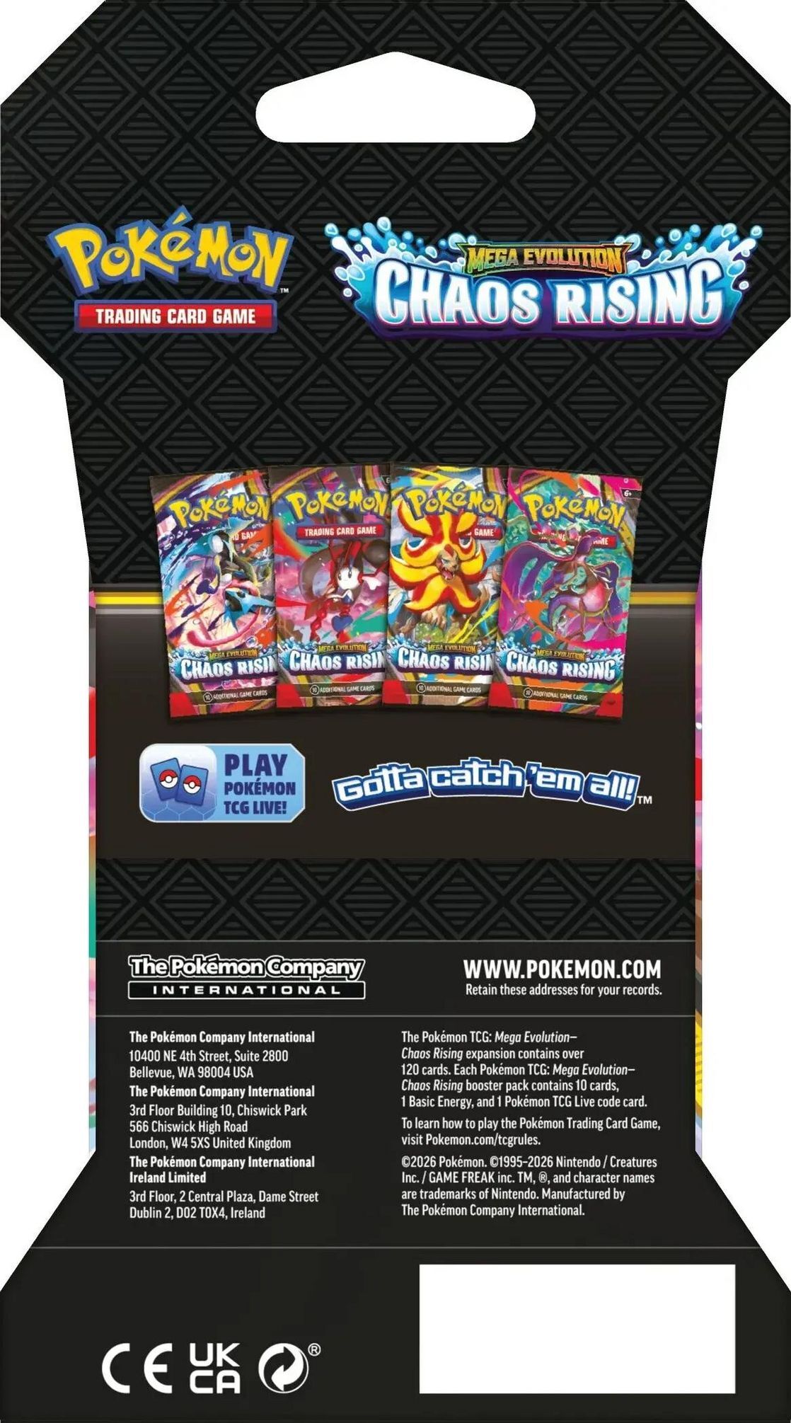 Pokémon TCG: Mega Evolution (ME04) - Chaos Rising Sleeved Booster Pack (10 Cards) - EN